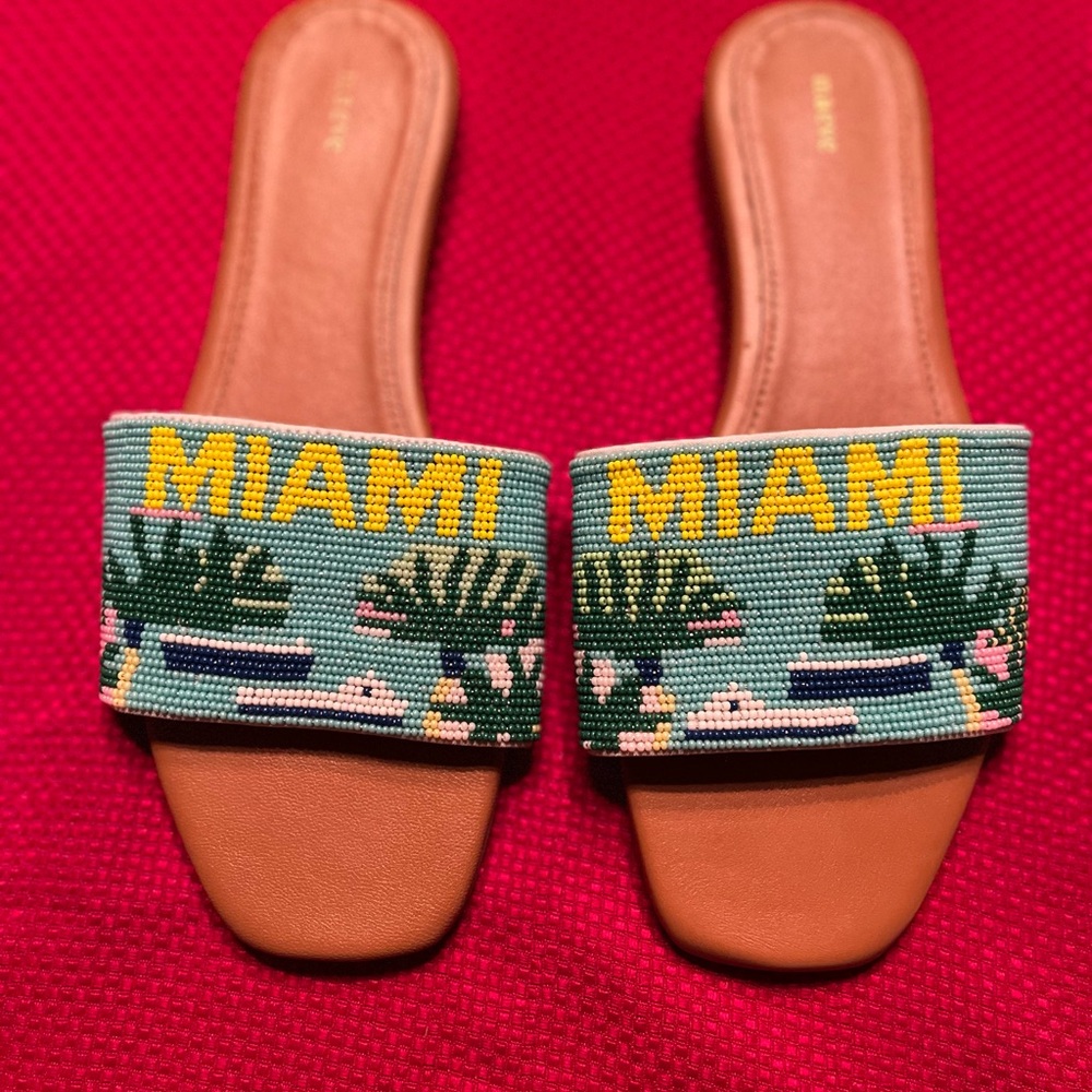 Maeve Miami Beaded Flats - Tan and Multicolor